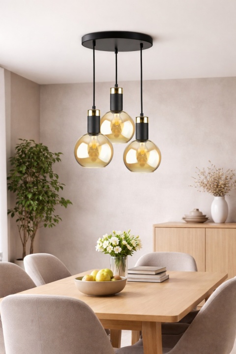 Pendant Lamp 3xE27 Auralis Black/Gold