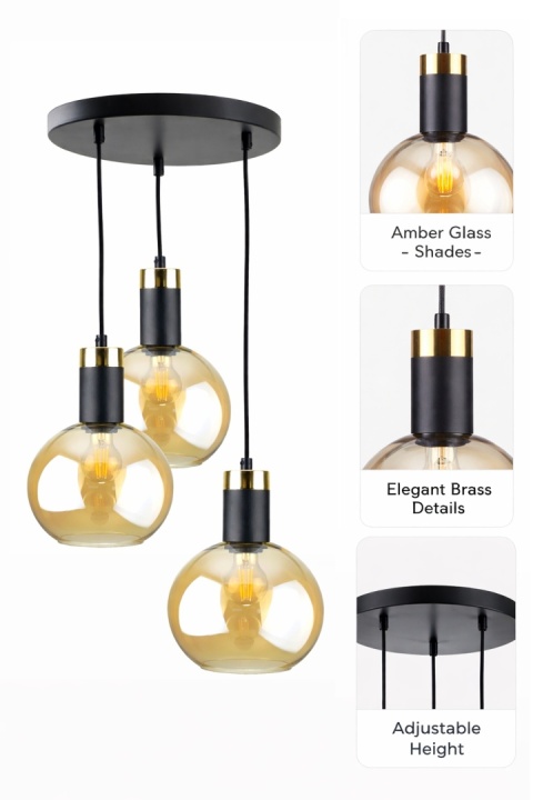 Pendant Lamp 3xE27 Auralis Black/Gold
