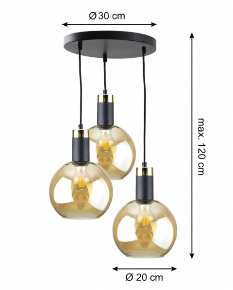 Pendant Lamp 3xE27 Auralis Black/Gold