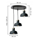 Lampa wisząca 3xE27 HEBE BLACK