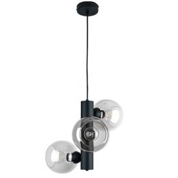 Lampa wisząca 3xE27 TUBE BLACK/CLEAR