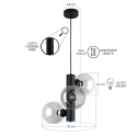 Lampa wisząca 3xE27 TUBE BLACK/CLEAR