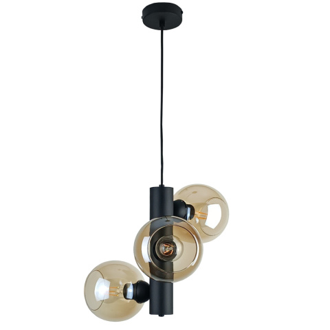 Lampa wisząca 3xE27 TUBE BLACK/HONEY