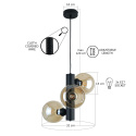 Lampa wisząca 3xE27 TUBE BLACK/HONEY