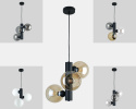 Lampa wisząca 3xE27 TUBE BLACK/HONEY