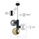 Lampa wisząca 3xE27 TUBE BLACK/MIX