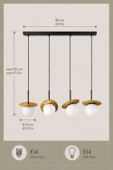 Lampa wisząca 4xE14 Aura Black/Gold