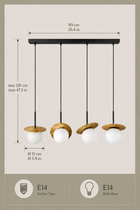 Lampa wisząca 4xE14 Aura Black/Gold