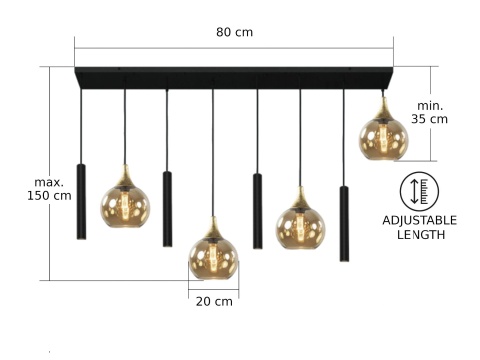 Pendant lamp 4xE27 + 4xGU10 CALYPSO BLACK 2890