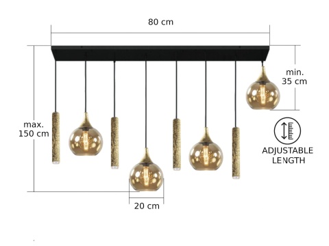 Lampa wisząca 4xE27 + 4xGU10 CALYPSO BLACK/GOLD 2887