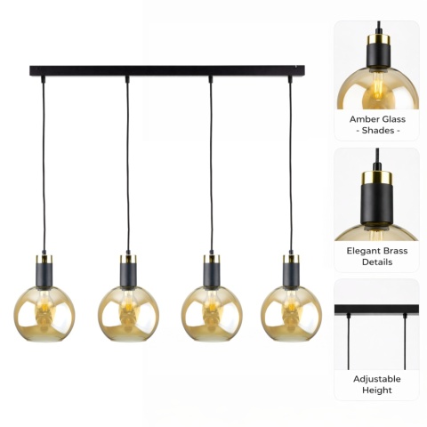 Pendant Lamp 4xE27 Auralis Black/Gold