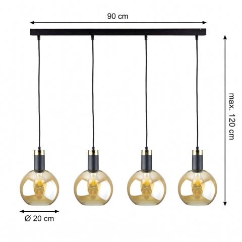 Pendant Lamp 4xE27 Auralis Black/Gold