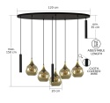 Lampa wisząca 5xE27 + 3xGU10 CALYPSO BLACK 2889