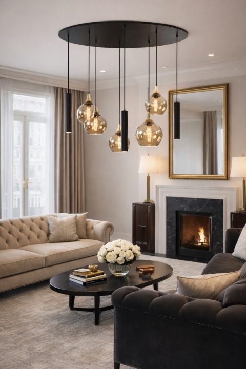 Lampa wisząca 5xE27 + 3xGU10 CALYPSO BLACK 2889