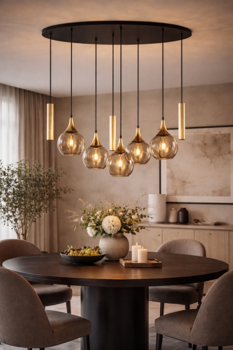 Pendant lamp 5xE27 + 3xGU10 CALYPSO BLACK/GOLD 2886