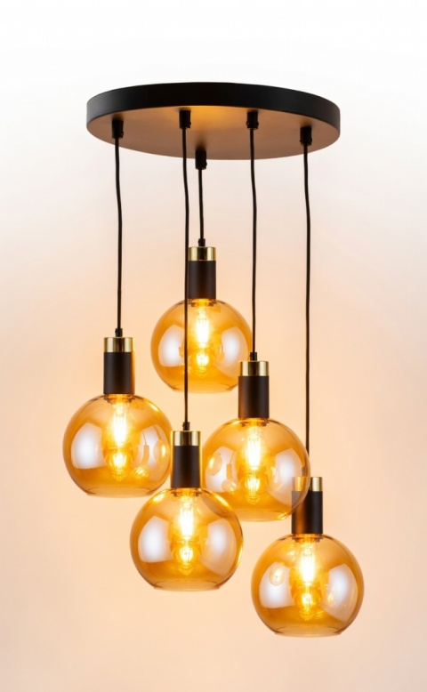 Pendant Lamp 5xE27 Auralis Black/Gold