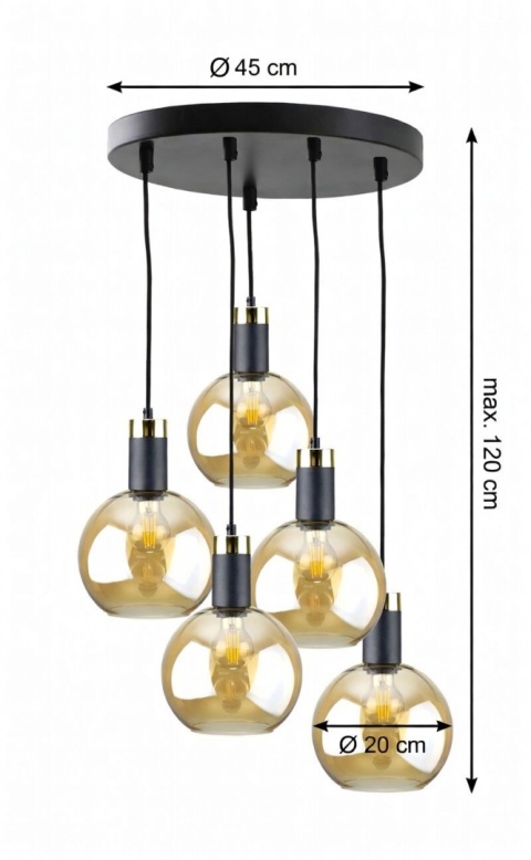 Pendant Lamp 5xE27 Auralis Black/Gold
