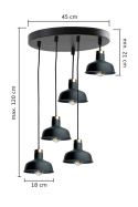 Lampa wisząca 5xE27 HEBE BLACK