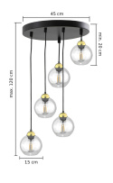 Lampa wisząca 5xE27 MIRAGE BLACK/GOLD