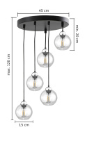 Lampa wisząca 5xE27 MIRAGE BLACK/SILVER