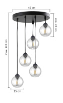 Lampa wisząca 5xE27 MIRAGE BLACK