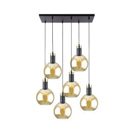 Lampa wisząca 6xE27 Auralis Black/Gold