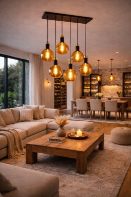 Lampa wisząca 6xE27 Auralis Black/Gold