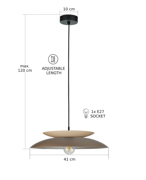 Lampa wisząca 1xE27 Ferro Brown/Latte