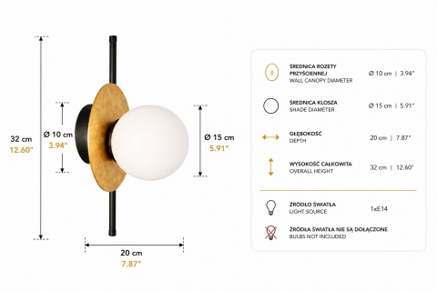Kinkiet 1xE14 Luma Black/Gold