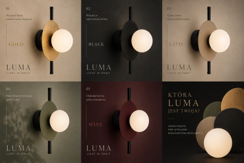 Kinkiet 1xE14 Luma Black/Khaki