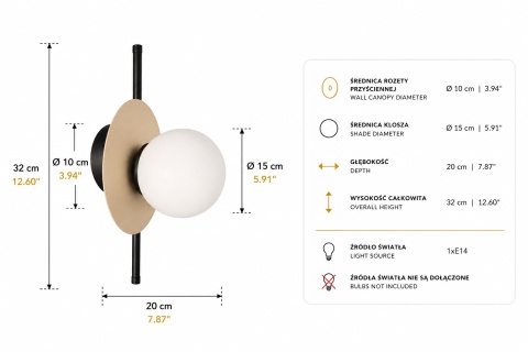 Kinkiet 1xE14 Luma Black/Latte