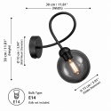 Kinkiet 1xE14 Lyra Black Smoky II