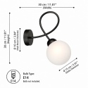 Kinkiet 1xE14 Lyra Black/White