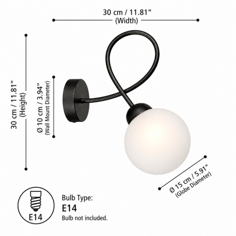 Kinkiet 1xE14 Lyra Black/White