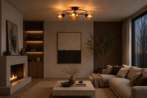 Lampa sufitowa 3xE14 Lyra Black/Honey II