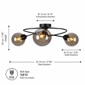 Lampa sufitowa 3xE14 Lyra Black/Smoky II