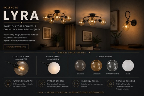 Lampa sufitowa 3xE14 Lyra Black/White