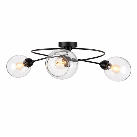 Lampa sufitowa 3xE27 Lyra Black/Clear