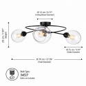 Lampa sufitowa 3xE27 Lyra Black/Clear