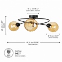 Lampa sufitowa 3xE27 Lyra Black/Honey