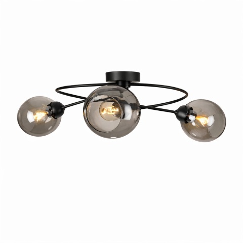 Lampa sufitowa 3xE27 Lyra Black/Smoky