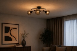 Ceiling Lamp 3xE27 Lyra Black/Smoky