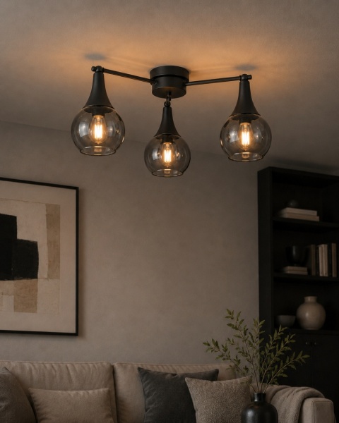 Lampa sufitowa 3xE27 STAR SMOKY BLACK