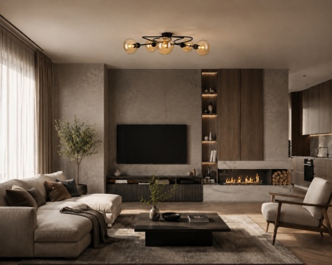 Lampa sufitowa 5xE14 Lyra Black/Honey II
