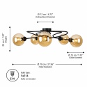 Lampa sufitowa 5xE14 Lyra Black/Honey II