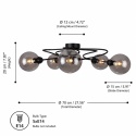 Lampa sufitowa 5xE14 Lyra Black/Smoky II