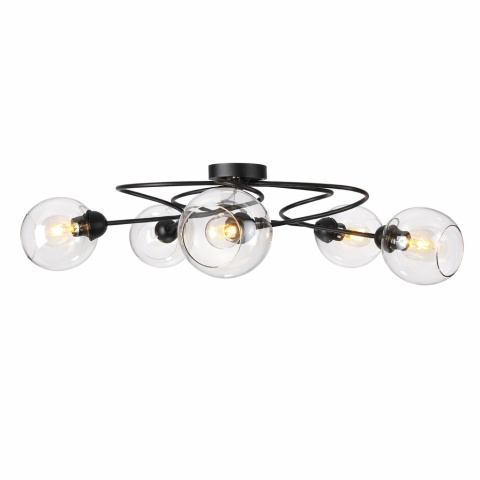 Lampa sufitowa 5xE27 Lyra Black/Clear