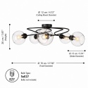 Lampa sufitowa 5xE27 Lyra Black/Clear