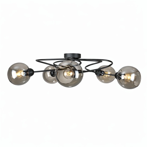 Lampa sufitowa 5xE27 Lyra Black/Smoky