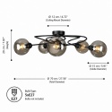 Lampa sufitowa 5xE27 Lyra Black/Smoky